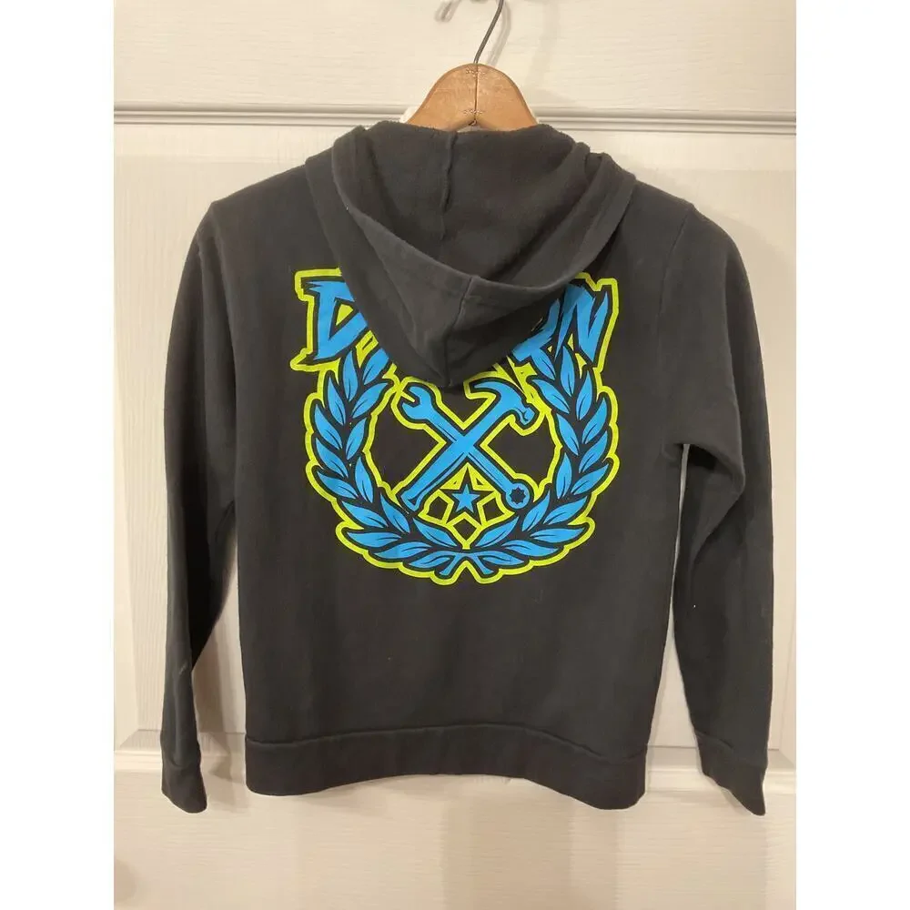 Dixxon Black Youth Skater Zip-Up Hoodie, 12